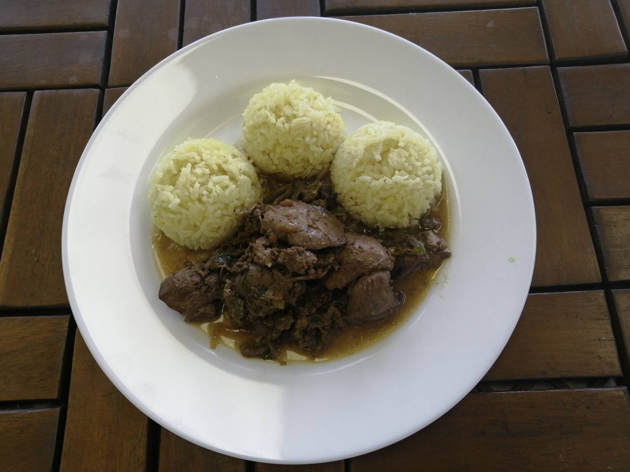 Drůbeží játra s pórkem, Dušená ráýe