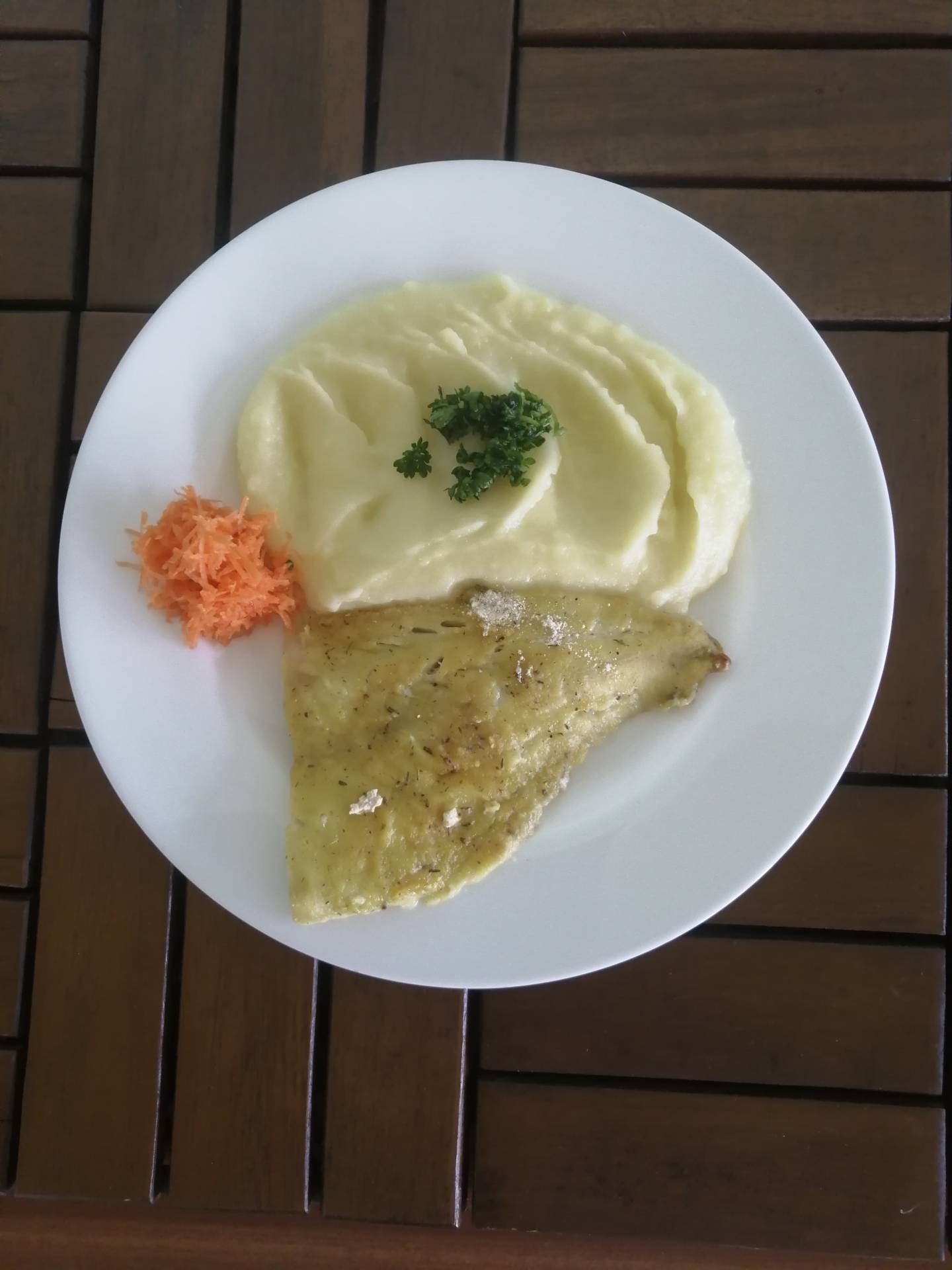 Treska v bylinkové krustě, Bramborová kaše