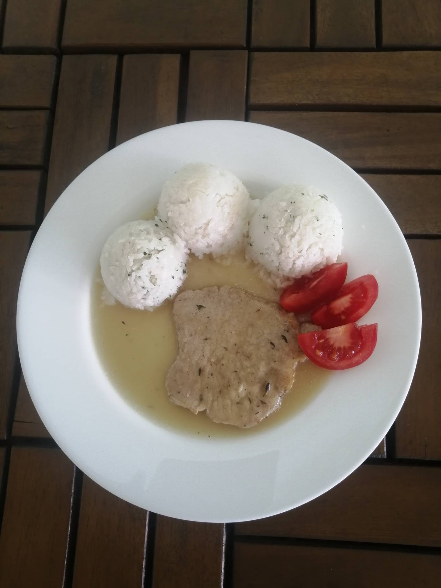 Vepřová kotleta na tymiánu, Dušená rýže