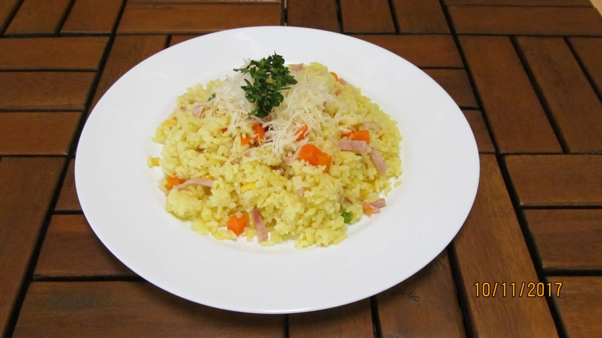 zeleninová rizoto se šunkou a sýrem